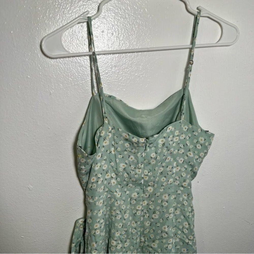 Forever 21 Mini Dress Faux Wrap Light Green Floral - Picture 10 of 11